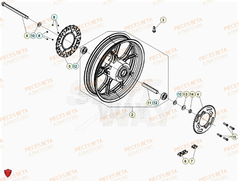 ROUE ARRIERE BETA MOTARD SPORT 50 2T 23