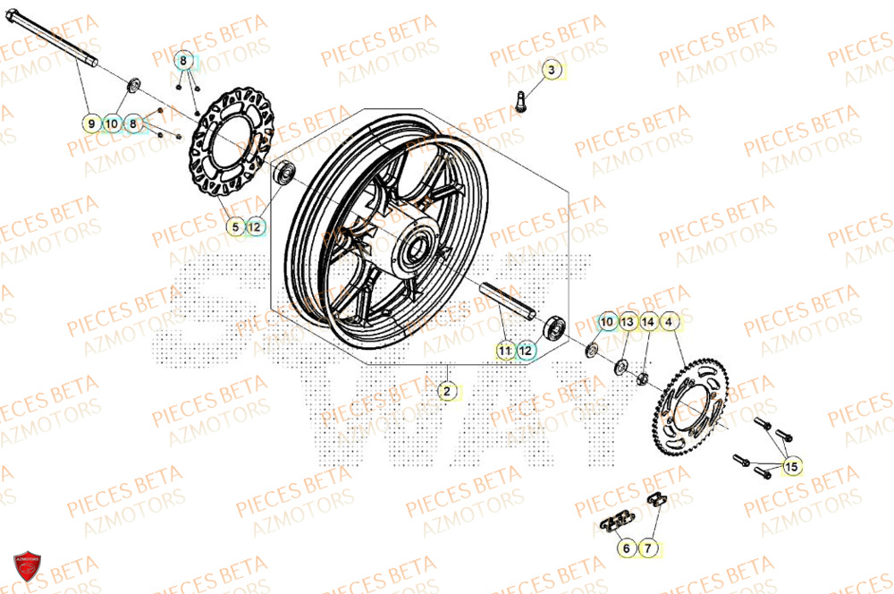 Roue Arriere BETA BETA Motard SPORT 2T 50 LS 2024