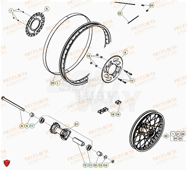 ROUE ARRIERE BETA MOTARD TRACK 50 23