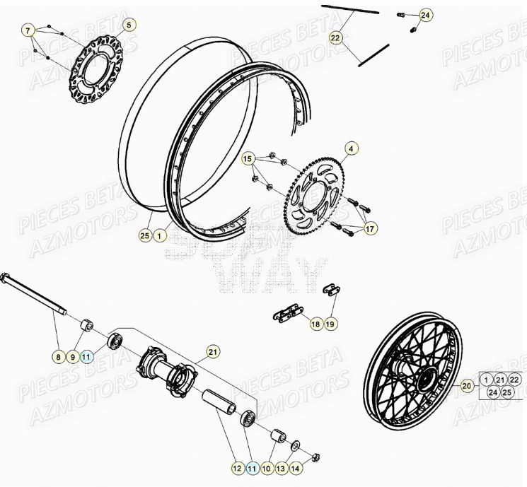 Roue Arriere BETA BETA Motard TRACK 2T 50 (2020)