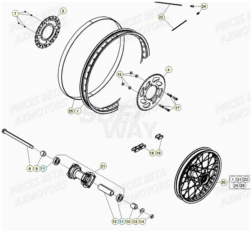 Roue Arriere BETA BETA Motard TRACK 2T 50 2021-2022
