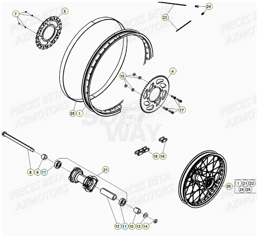 ROUE ARRIERE BETA MOTARD TRACK 50 R 21