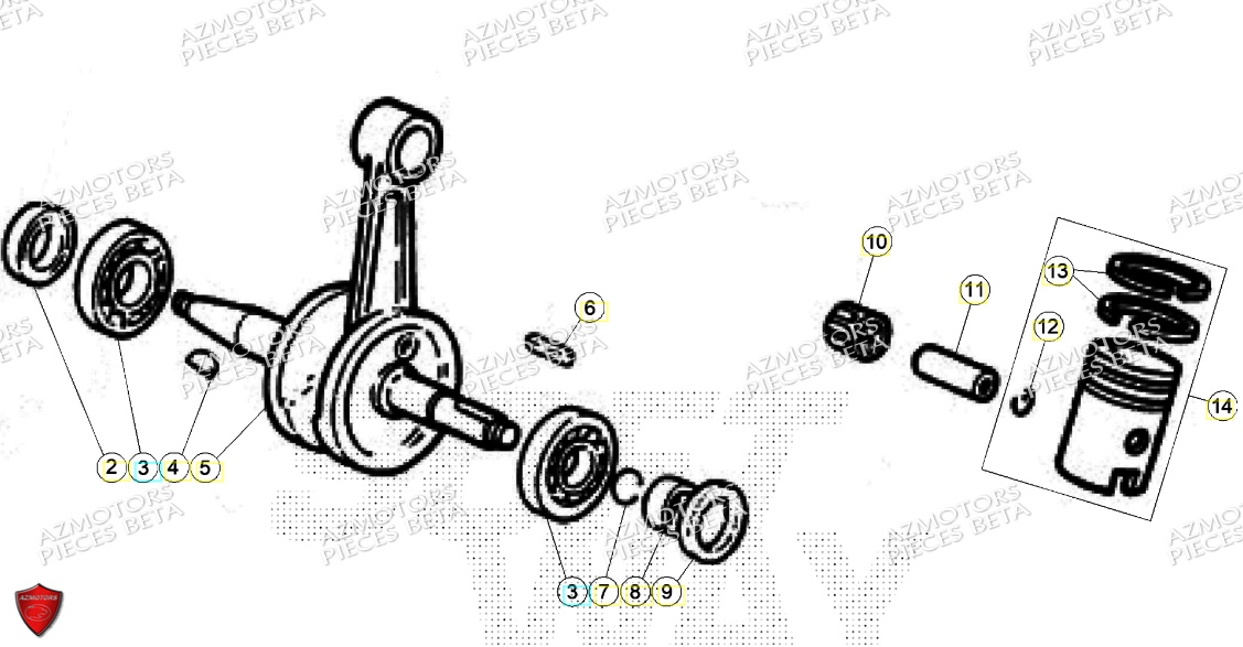 Vilebrequin Piston BETA BETA Motard TRACK BLUE 2T 50 2024
