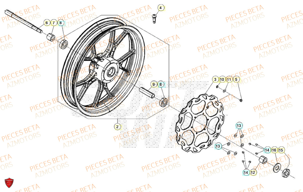 Roue Avant BETA BETA Motard X GREY 2T 50 2024
