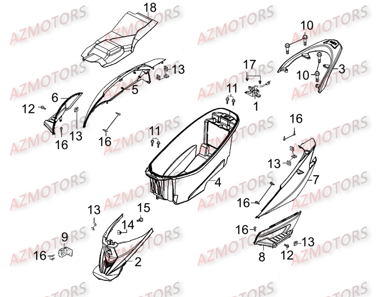 CARENAGES ARRIERES KYMCO Pièces Scooter Kymco MOVIE 125 S AFI 4T EURO III 