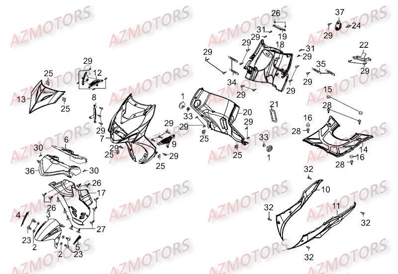 CARENAGES AVANTS KYMCO Pièces Scooter Kymco MOVIE 125 S AFI 4T EURO III 