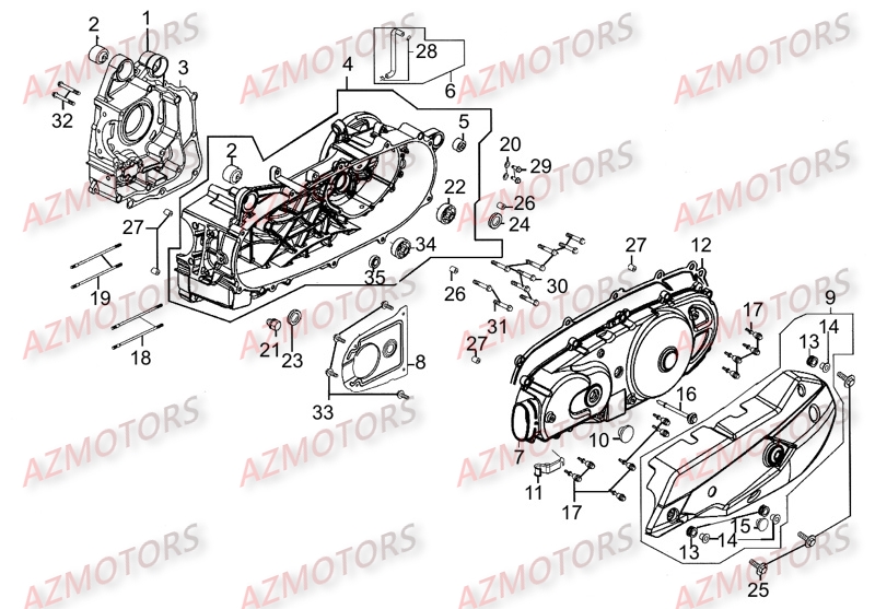 CARTER MOTEUR KYMCO Pièces Scooter Kymco MOVIE 125 S AFI 4T EURO III 