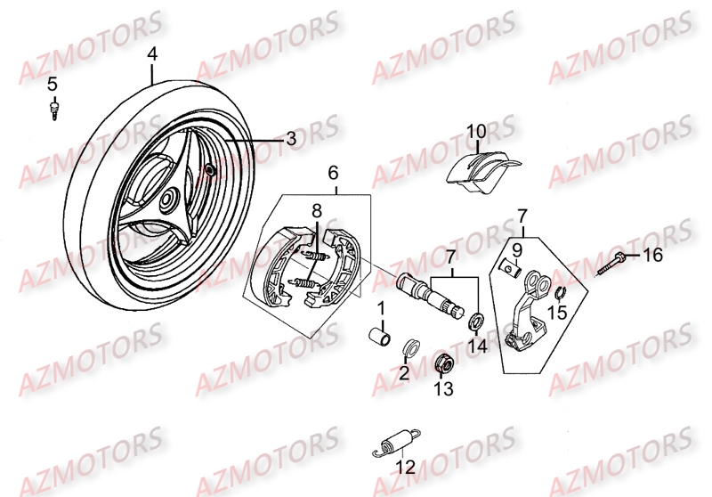 Roue Arriere KYMCO Pièces Scooter Kymco MOVIE 125 S AFI 4T EURO III 