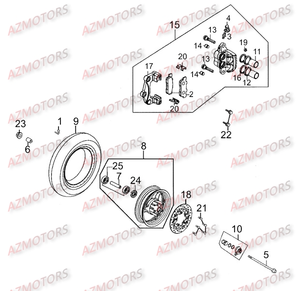 Roue Avant KYMCO Pièces Scooter Kymco MOVIE 125 S AFI 4T EURO III 