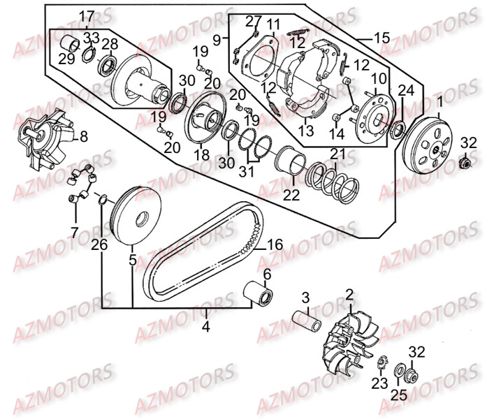 VARIATEUR   EMBRAYAGE KYMCO MOVIE125 III S