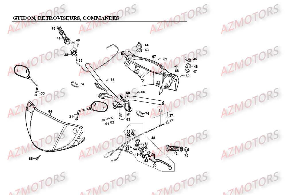 Guidon   Commandes   Retroviseurs KYMCO Pièces Scooter Kymco MOVIE XL 125 4T EURO II