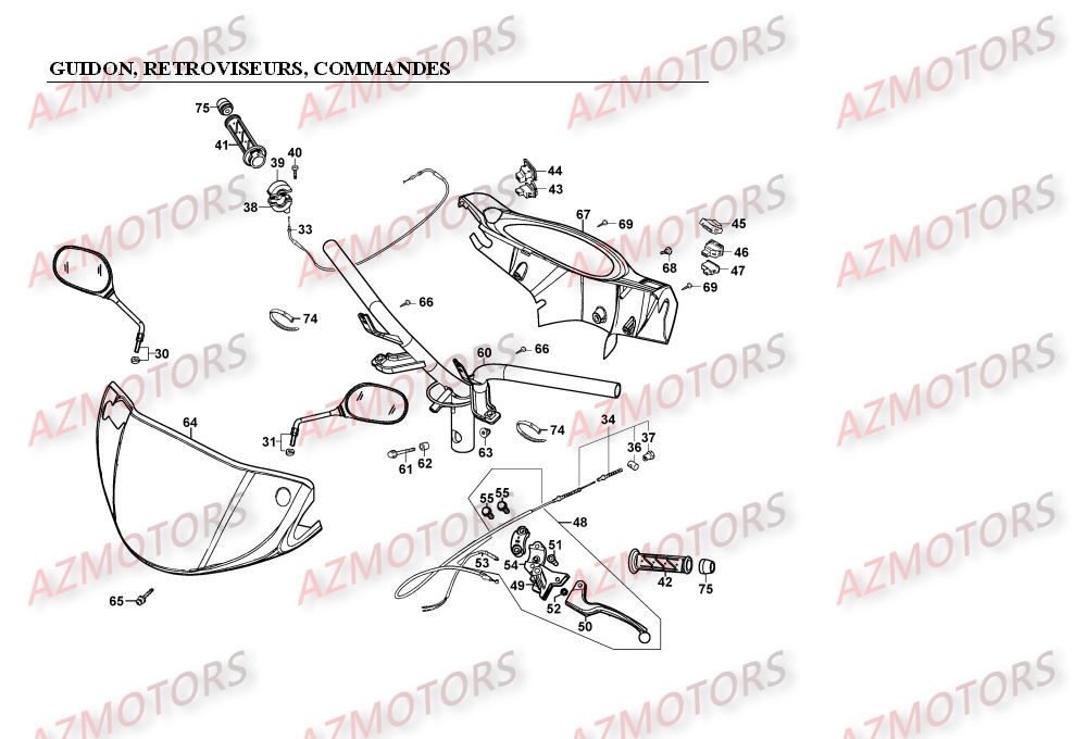 GUIDON - COMMANDES - RETROVISEURS pour MOVIE125-XL-II