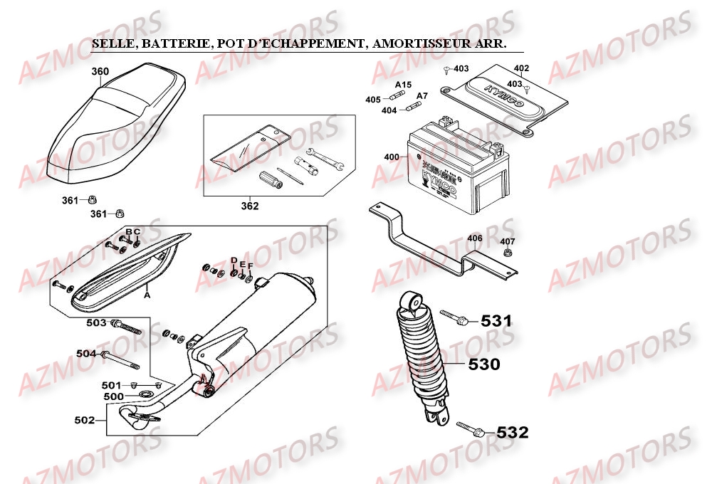 BATTERIE YTX9-BS YUASA (ORIGINE) KYMCO pour SELLE - BATTERIE - ECHAPPEMENT - AMORTISSEUR de MOVIE125-XL-II