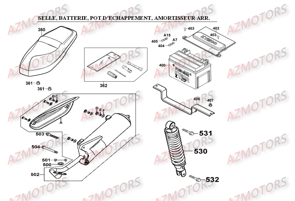 SELLE - BATTERIE - ECHAPPEMENT - AMORTISSEUR pour MOVIE125-XL-II