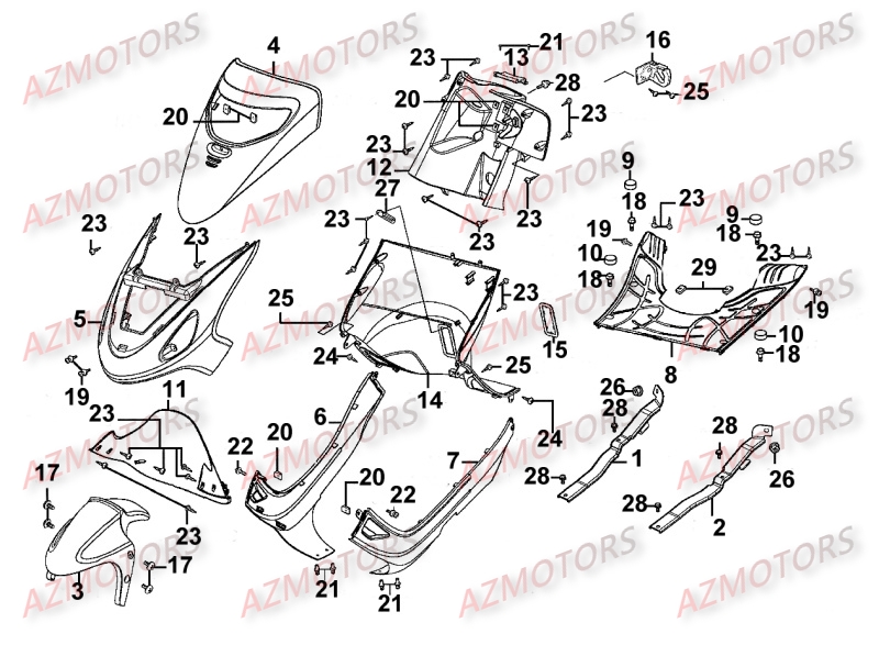 CARENAGES AVANT pour MOVIE125-XL-III