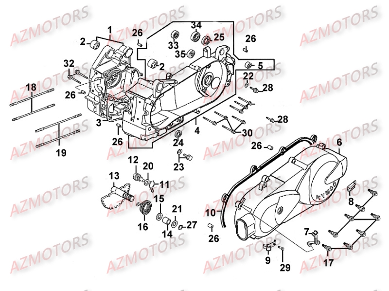 Carter Moteur KYMCO Pièces Scooter Kymco MOVIE XL 125 4T EURO III