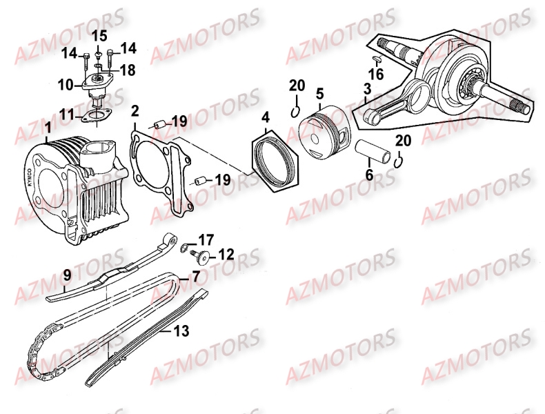 CYLINDRE - PISTON pour MOVIE125-XL-III