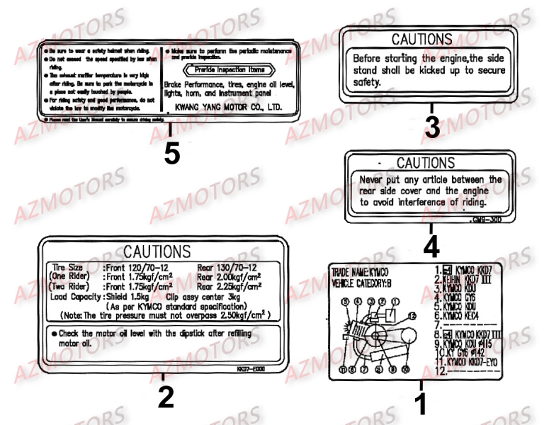 Labels KYMCO Pièces Scooter Kymco MOVIE XL 125 4T EURO III