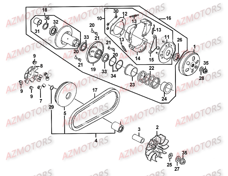 Variateur   Embrayage KYMCO Pièces Scooter Kymco MOVIE XL 125 4T EURO III