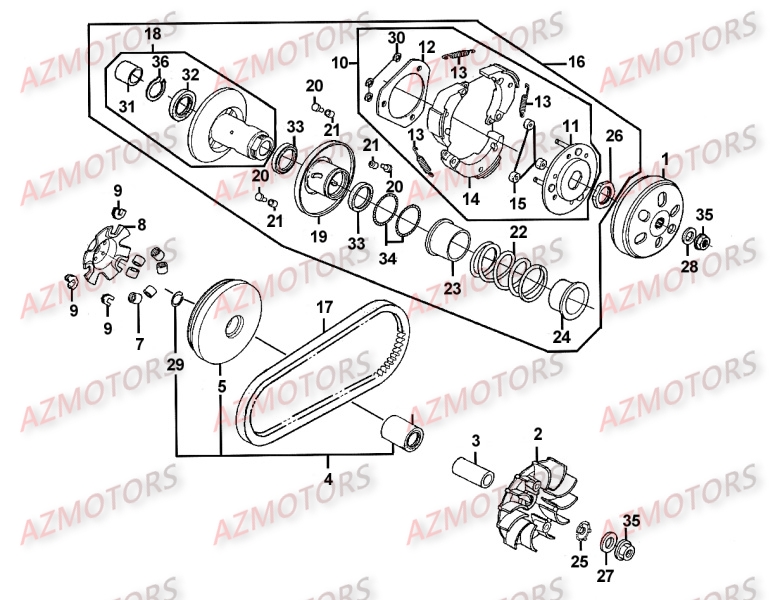 VARIATEUR   EMBRAYAGE KYMCO MOVIE125 XL III