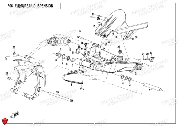 Bras Oscillant Amortisseur Garde Boue Arriere CFMOTO 