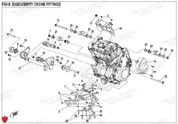 MOTEUR SILENTBLOCS CACHE ALU CFMOTO MT 650