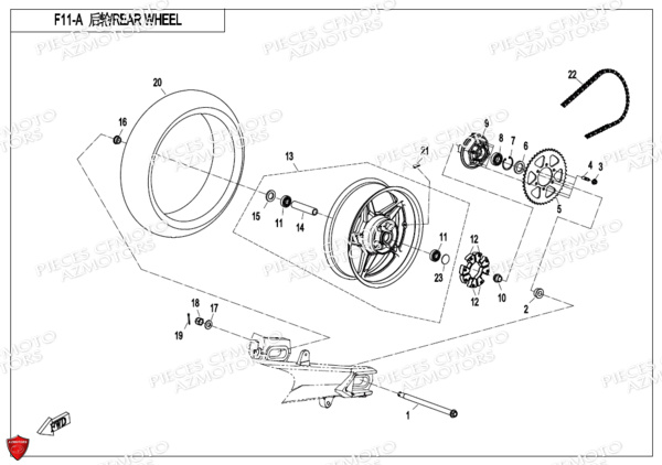 Roue Arriere Bleu CFMOTO 