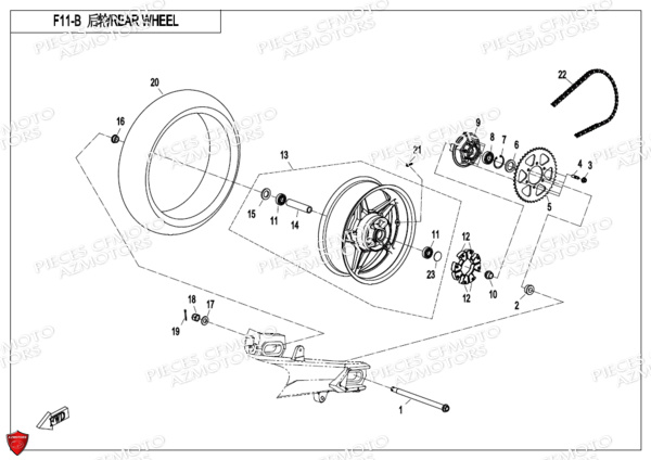 ROUE ARRIERE NOIR MAT CFMOTO MT 650