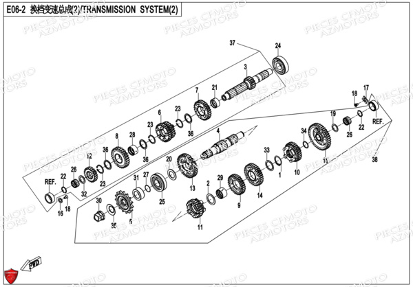 TRANSMISSION ARBRE PRINCIPAL CFMOTO MT 650