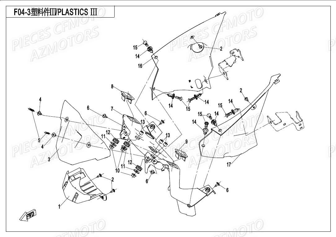 Panneaux (petit Pare Brise) AZMOTORS Pièces Origine CFMOTO 650 MT ABS avec valises (2019)