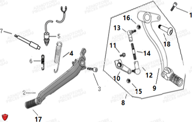 PEDALE FREIN-SELECTEUR VITESSES pour MUSCLE 125 E4