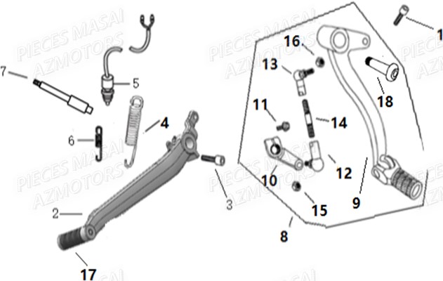 PEDALE FREIN AZMOTORS MUSCLE 125 E4