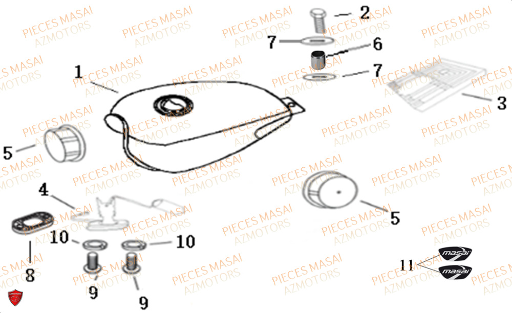 Reservoir A Carburant MASAI Pièces Moto MUSCLE 125 E4