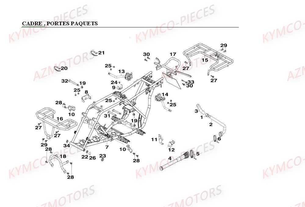 PORTE PAQUET ARRIERE KY-35-0358 pour CADRE PORTE PAQUETS de MXER 150