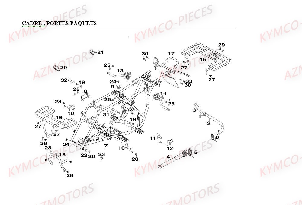 CADRE_PORTE_PAQUETS KYMCO Pièces Quad Kymco Mxer 150