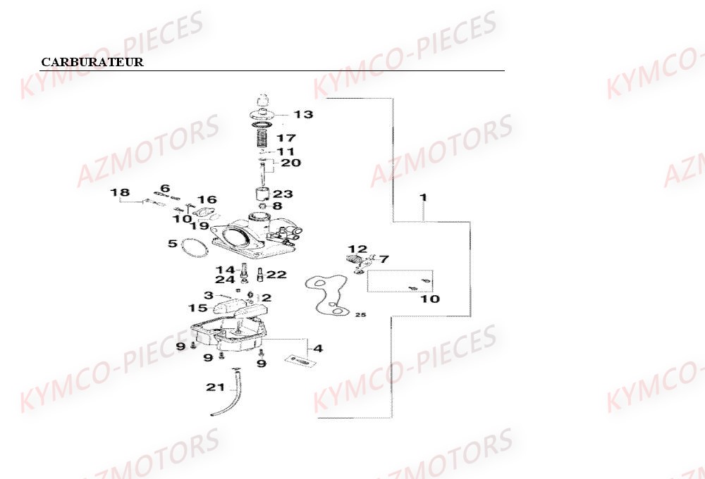Carburateur KYMCO Pièces MXER_150 4T EURO II HOMOLOGUE (LC30AB/LC30AD)