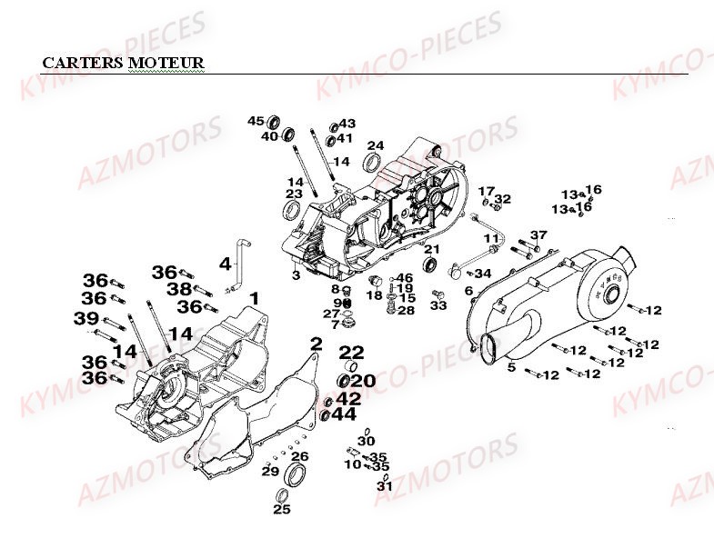 Carters Moteur KYMCO Pièces MXER_150 4T EURO II HOMOLOGUE (LC30AB/LC30AD)
