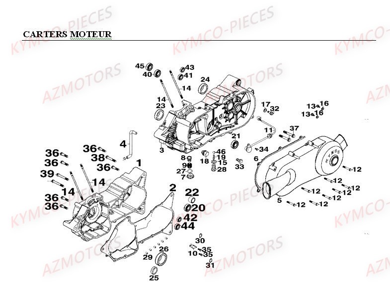 CARTERS_MOTEUR KYMCO Pièces Quad Kymco Mxer 150