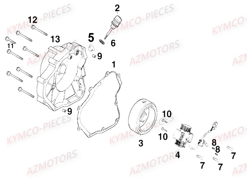 Carter Droit KYMCO Pièces MXER_150 4T EURO II HOMOLOGUE (LC30AB/LC30AD)