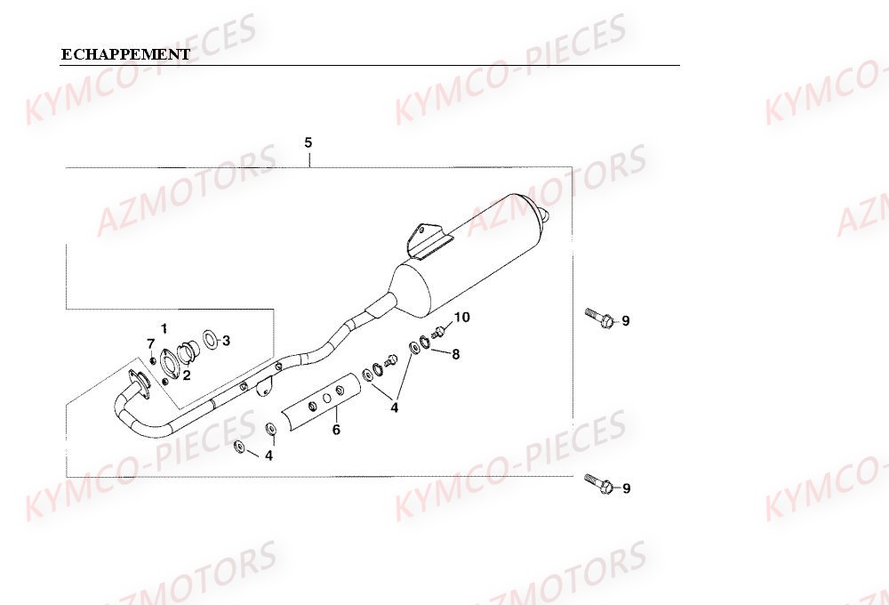 Echappement KYMCO Pièces MXER_150 4T EURO II HOMOLOGUE (LC30AB/LC30AD)