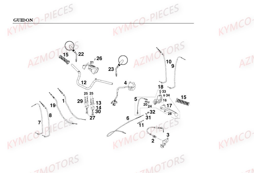 GUIDON KYMCO Pièces Quad Kymco Mxer 150