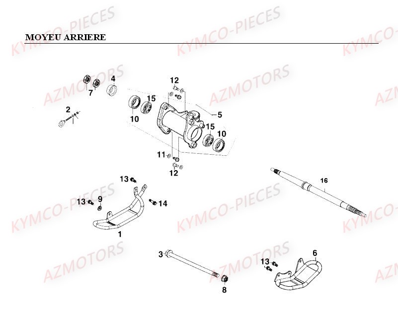 Moyeu Arriere KYMCO Pièces MXER_150 4T EURO II HOMOLOGUE (LC30AB/LC30AD)