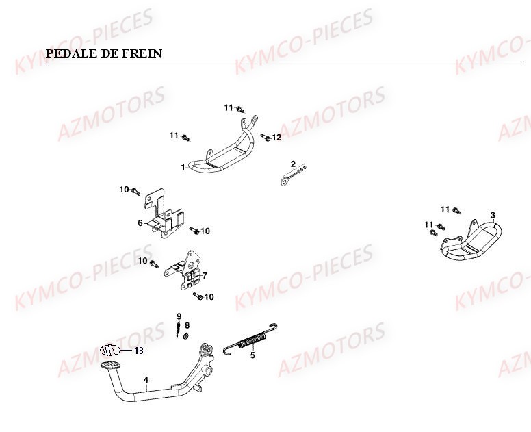 Pedale De Frein KYMCO Pièces MXER_150 4T EURO II HOMOLOGUE (LC30AB/LC30AD)