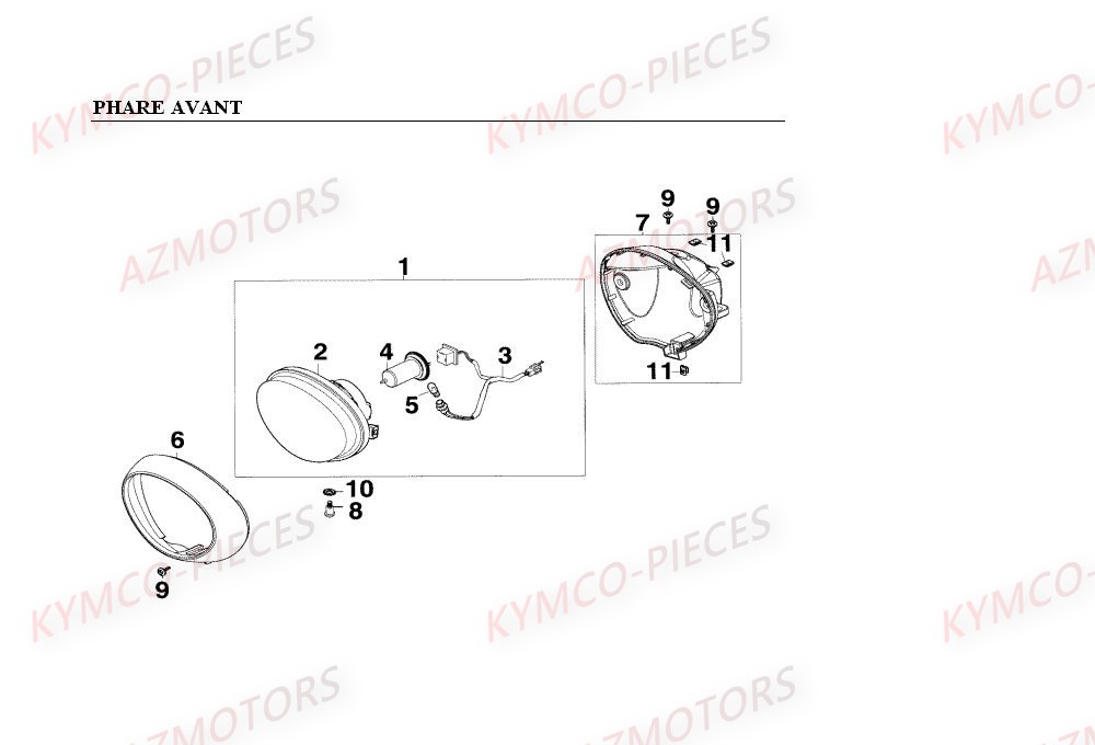 PHARE AVANT KYMCO MXER 150