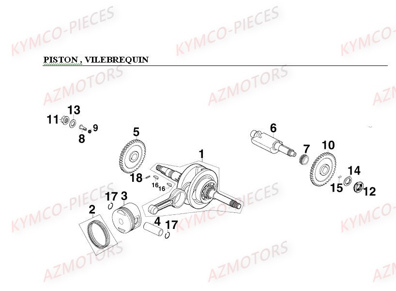 PISTON VILEBREQUIN pour MXER 150