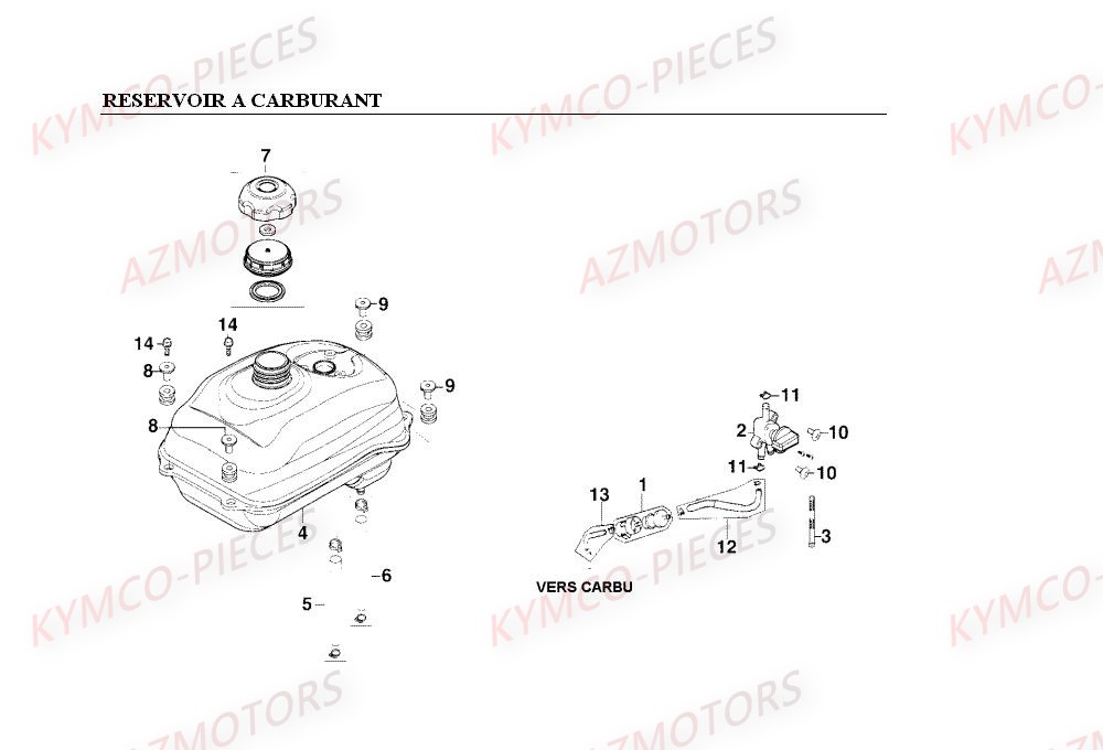 Reservoir A Carburant KYMCO Pièces MXER_150 4T EURO II HOMOLOGUE (LC30AB/LC30AD)