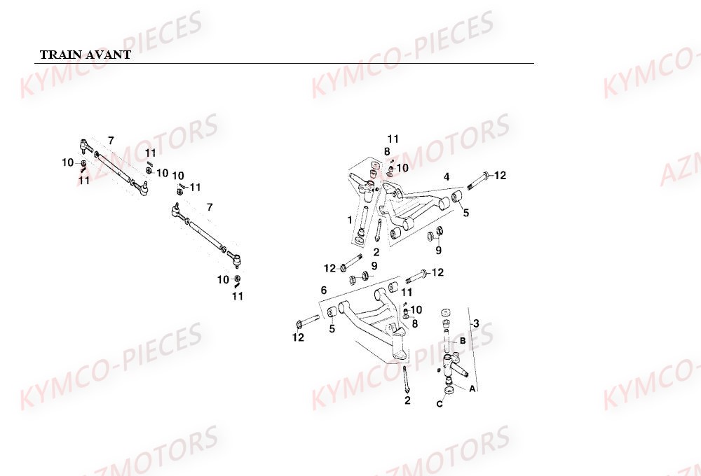 Train Avant KYMCO Pièces MXER_150 4T EURO II HOMOLOGUE (LC30AB/LC30AD)