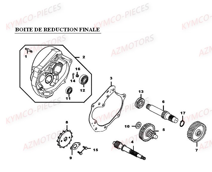 Boite De Reduction Finale KYMCO Pièces MXER 50 2T EURO II (LA10AD)