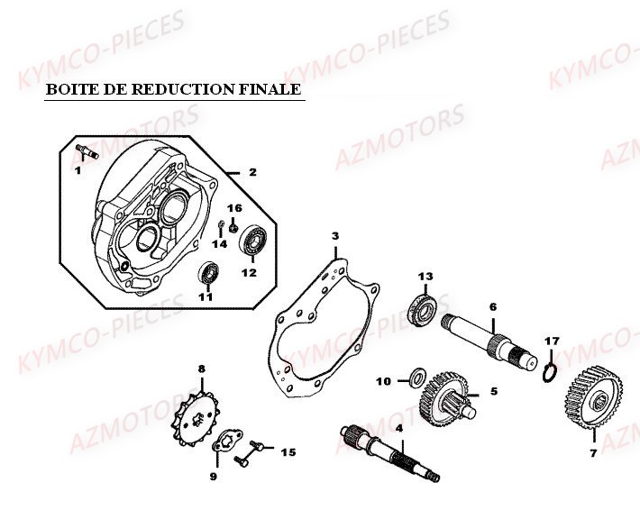 BOITE_DE_REDUCTION_FINALE KYMCO Pièces Quad Kymco Mxer 50