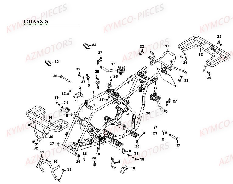 PORTE PAQUET ARRIERE KY-35-0358 pour CHASSIS de MXER 50